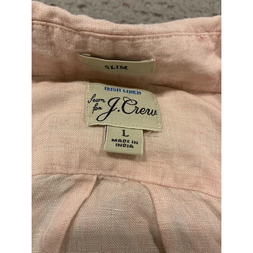 J.Crew Shirt Mens Large Pink Baird McNutt Irish Linen Short Sleeve Button Up